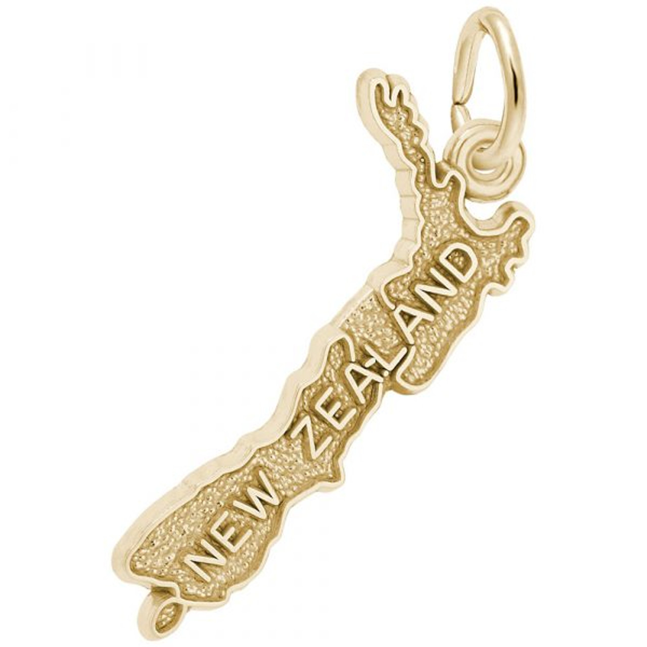 New Zealand Map Gold Charm - Gold Plate, 10k Gold, 14k Gold