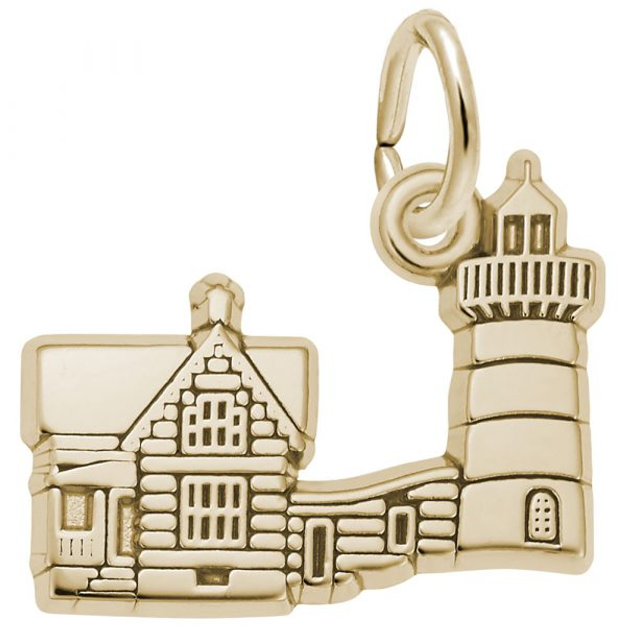 Nubble Lighthouse, Maine Gold Charm - Gold Plate, 10k Gold, 14k Gold