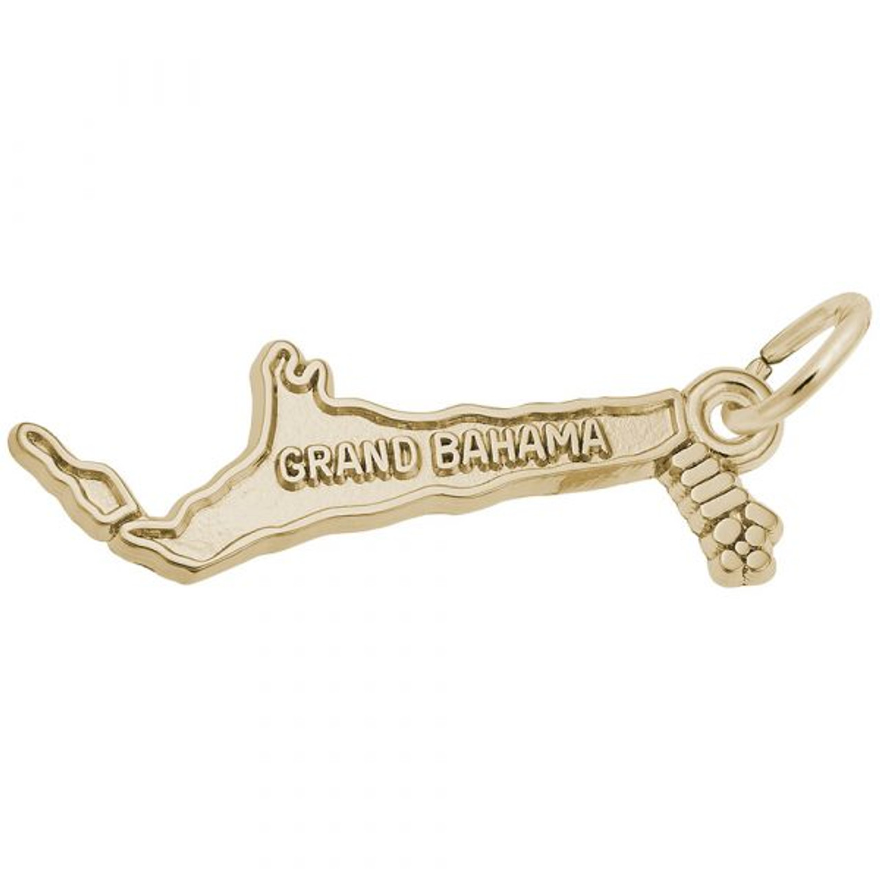 Grand Bahama Map Gold Charm - Gold Plate, 10k Gold, 14k Gold