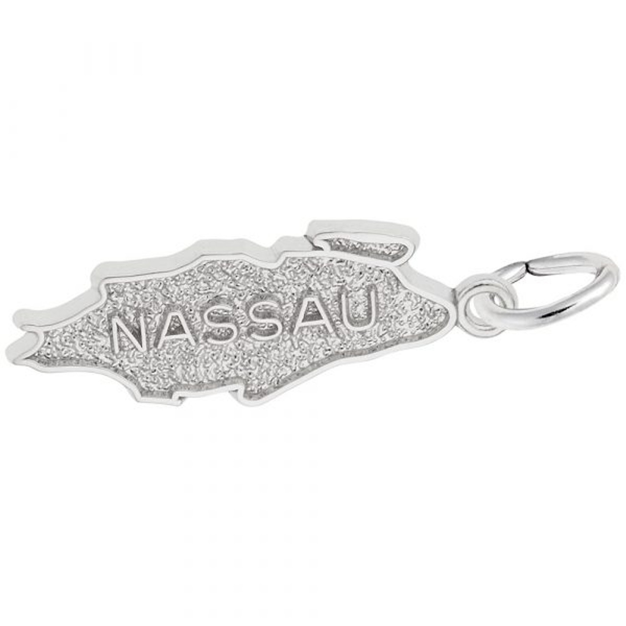 Nassau Map Silver Charm - Sterling Silver and 14k White Gold