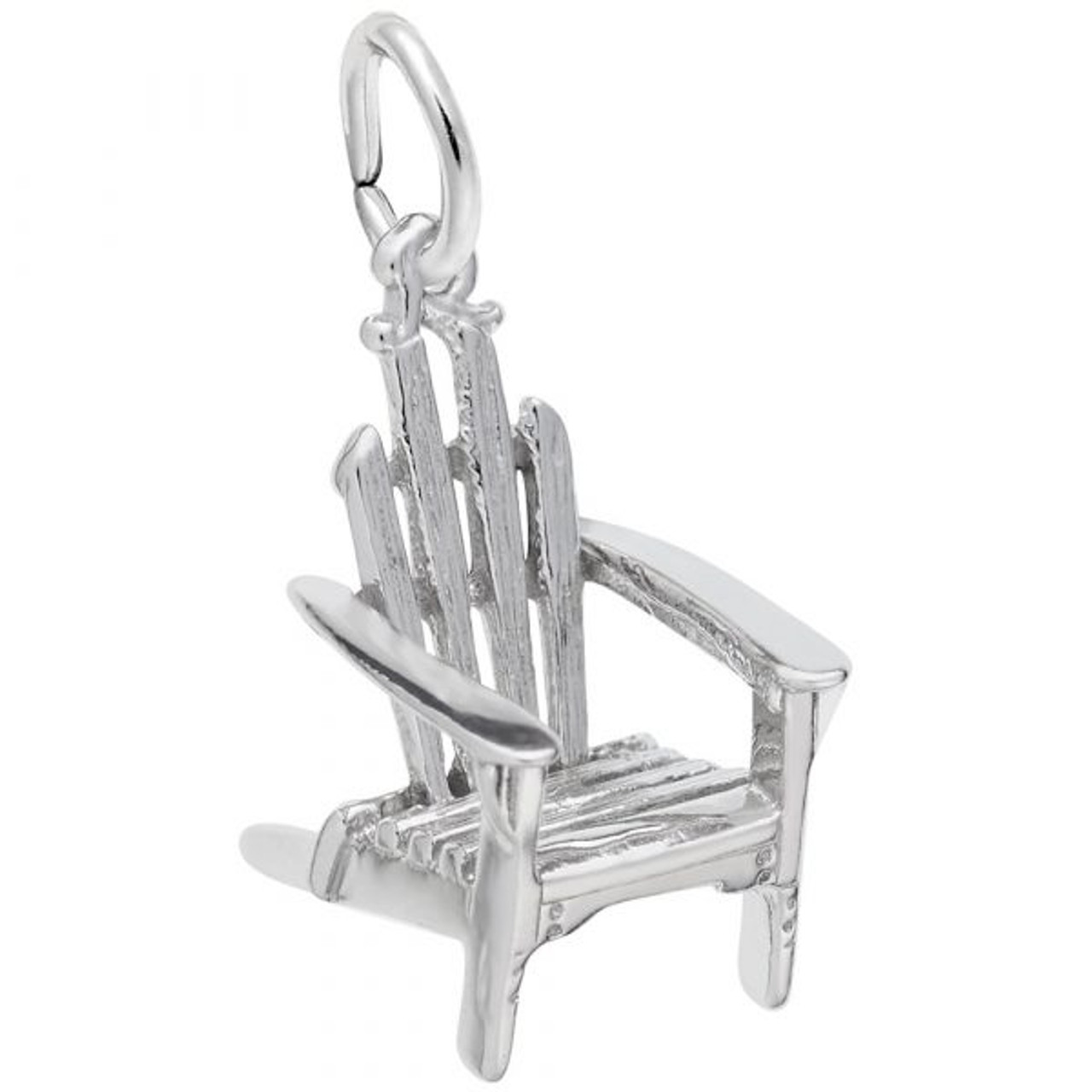 Adirondack Chair Silver Charm - Sterling Silver and 14k White Gold