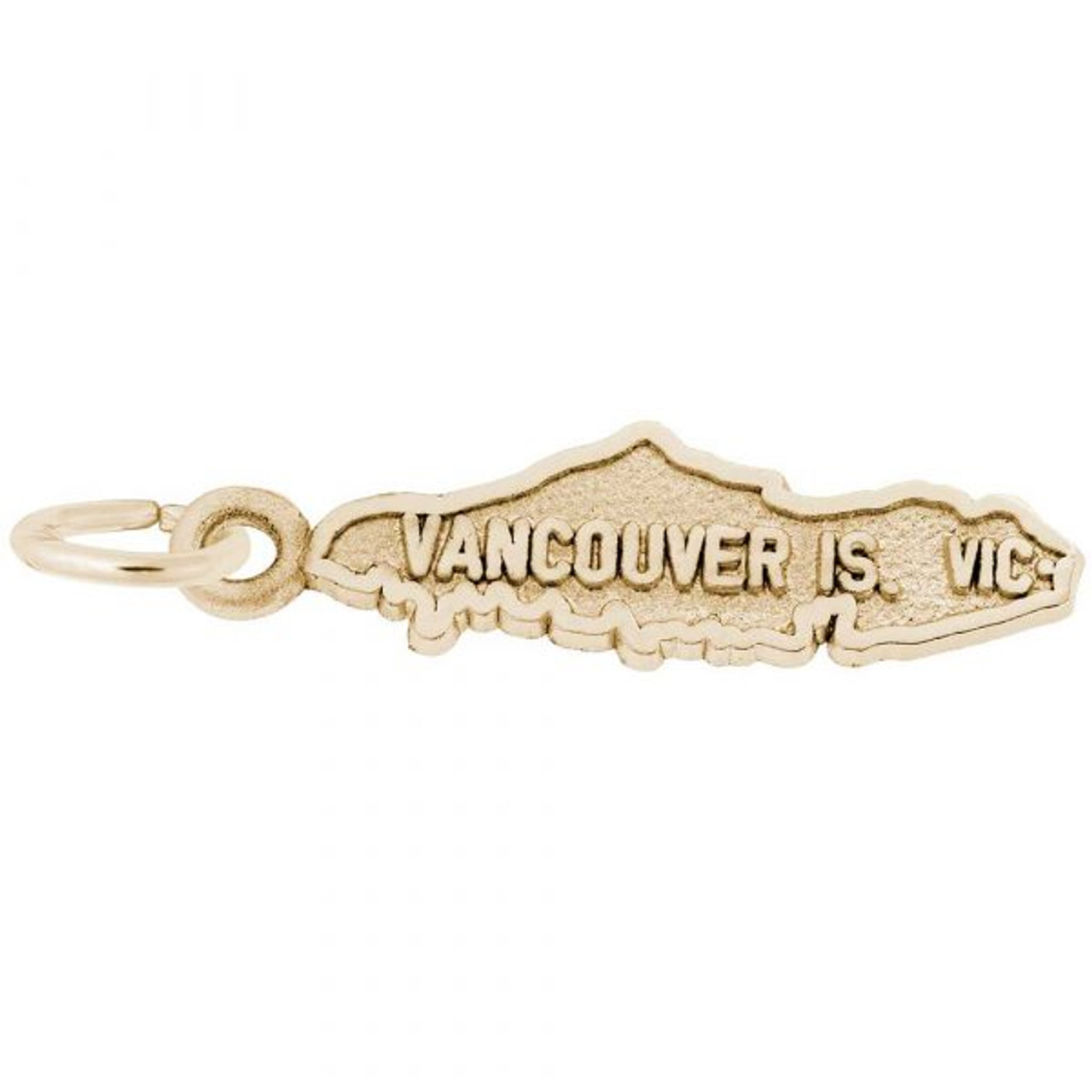 New Vancouver Island Map Gold Charm - Gold Plate, 10k Gold, 14k Gold