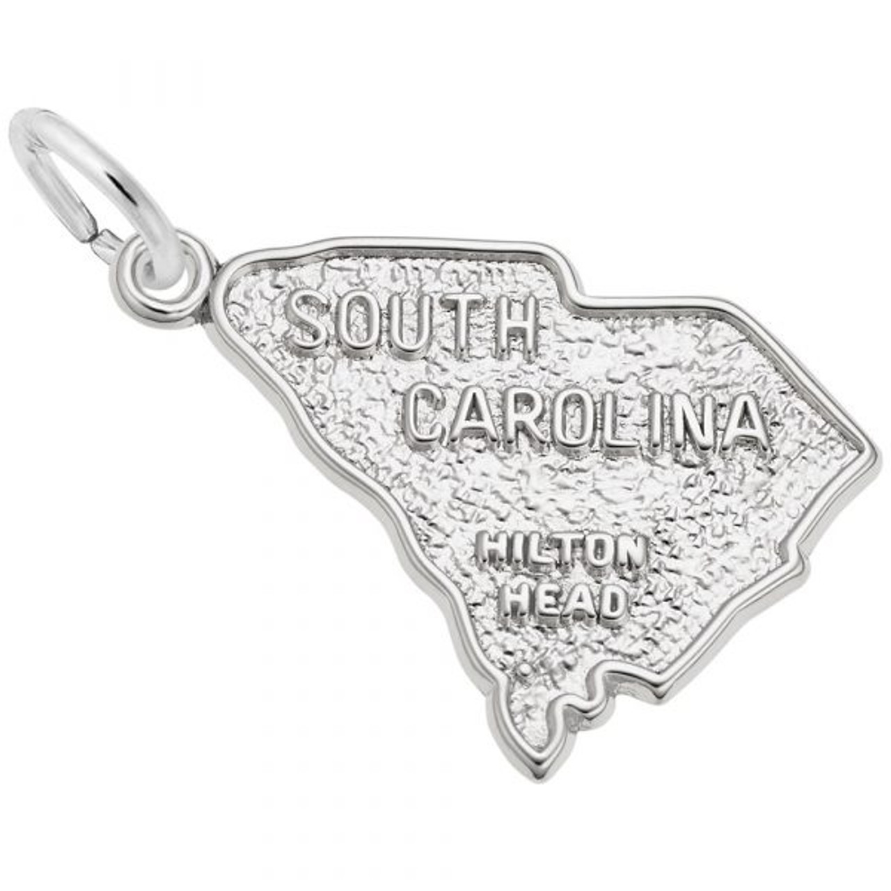 Hilton Head South Carolina Map Silver Charm - Sterling Silver and 14k White Gold