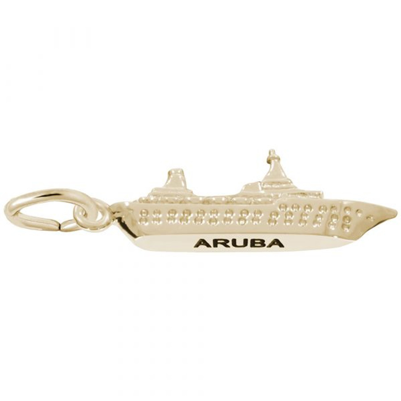 Aruba Cruise Ship 3D Gold Charm - Gold Plate, 10k Gold, 14k Gold