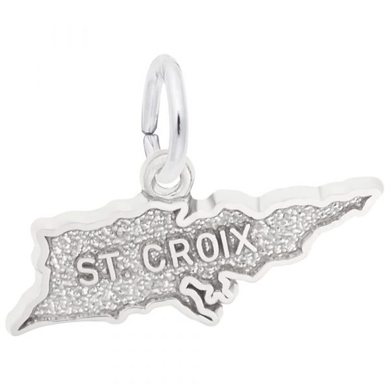 St. Croix Map Silver Charm - Sterling Silver and 14k White Gold