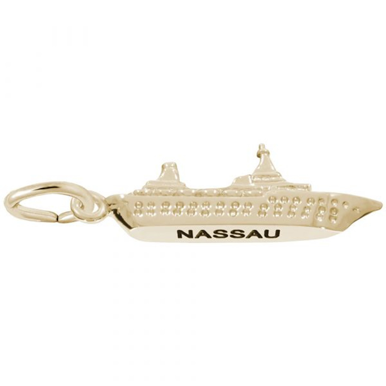 Nassau Cruise Ship 3D Gold Charm - Gold Plate, 10k Gold, 14k Gold