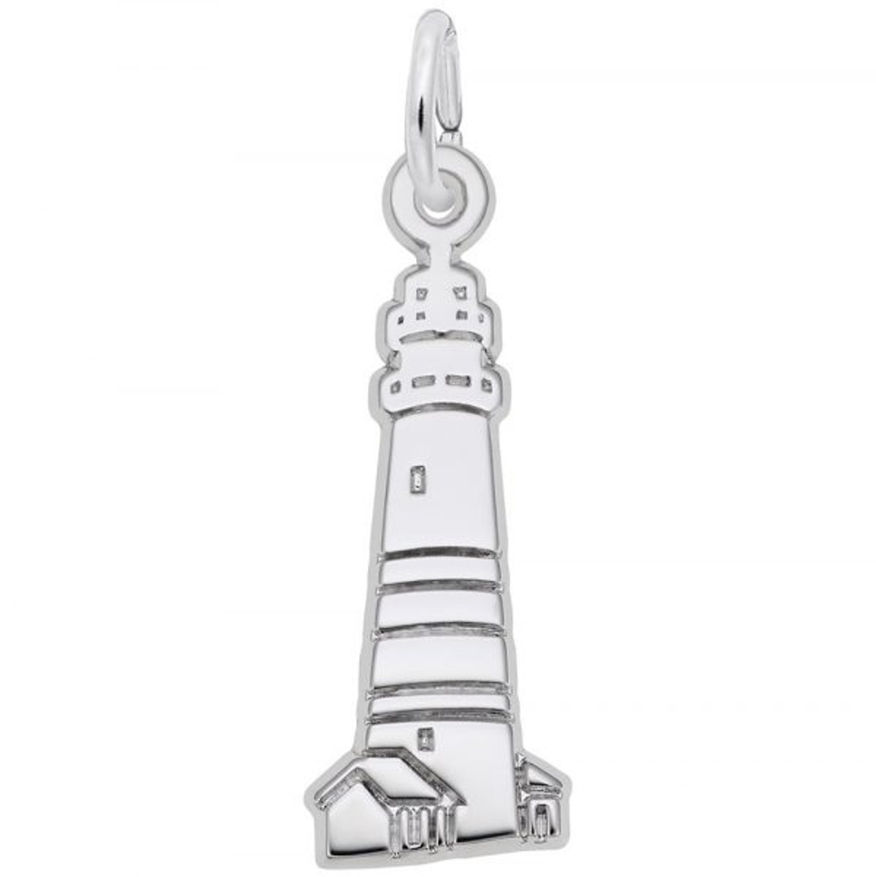 Boston Harbor Lighthouse Silver Charm - Sterling Silver and 14k White Gold