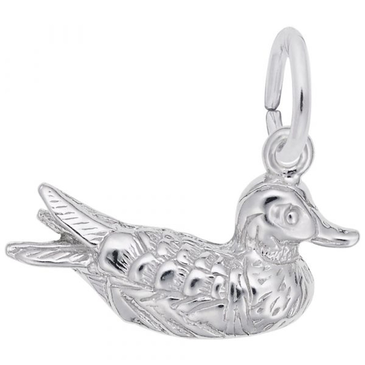 Duck 3 Silver Charm - Sterling Silver and 14k White Gold