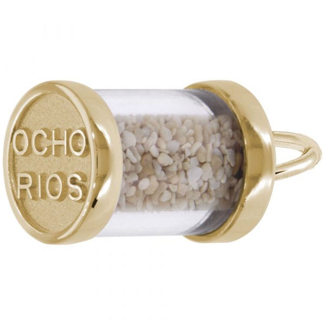 Ocho Rios, Jamaica Sand Capsule Gold Charm - Gold Plate, 10k Gold, 14k Gold