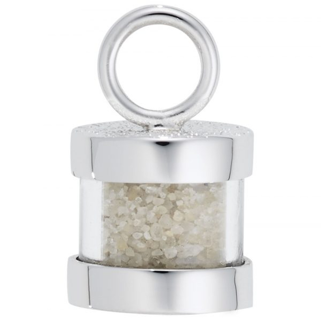 Petite Beach Sand Capsule Silver Charm - Sterling Silver and 14k White Gold