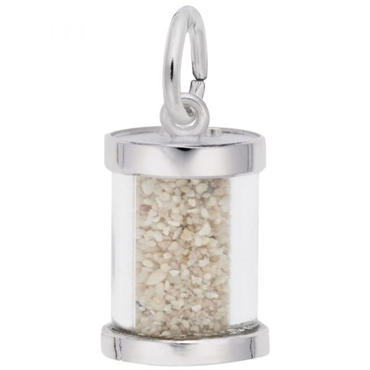Aruba Sand Capsule Silver Charm - Sterling Silver and 14k White Gold