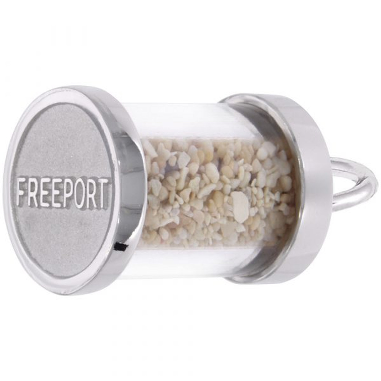 Freeport Sand Capsule Silver Charm - Sterling Silver and 14k White Gold