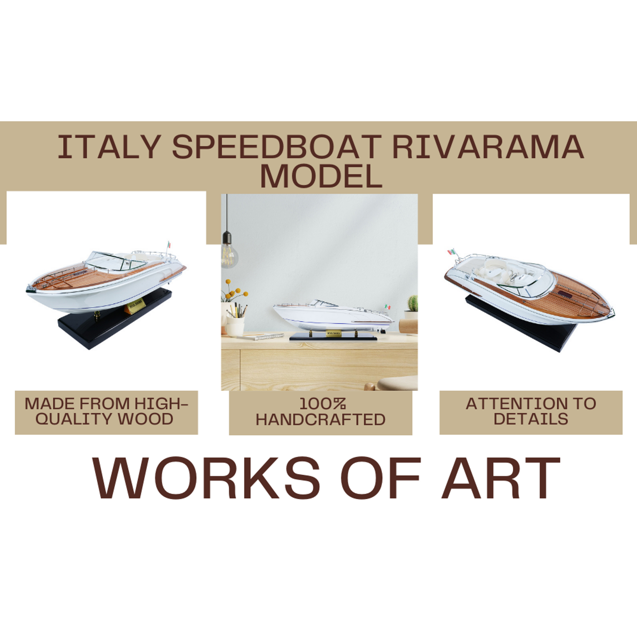 Rivarama  Italian Speedboat Model -  Optional Personalized Plaque