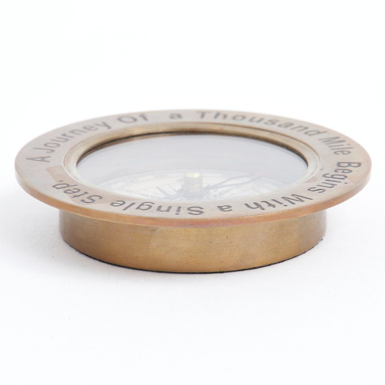 Compass w/ Inscribed Quote - Antiqued Brass