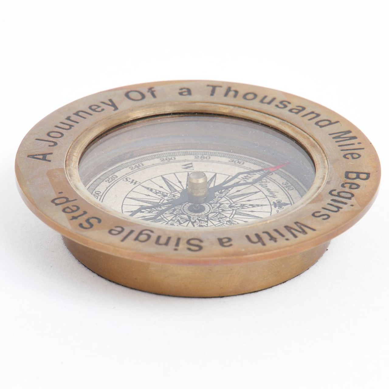 Compass w/ Inscribed Quote - Antiqued Brass