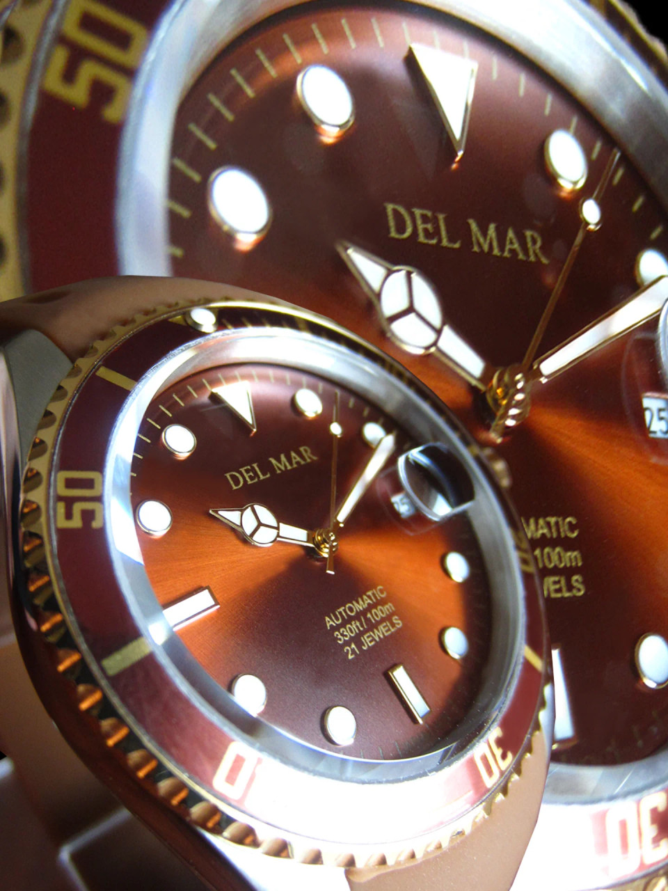 Del Mar Men's Automatic Watch Bronze Dial & Brown Strap