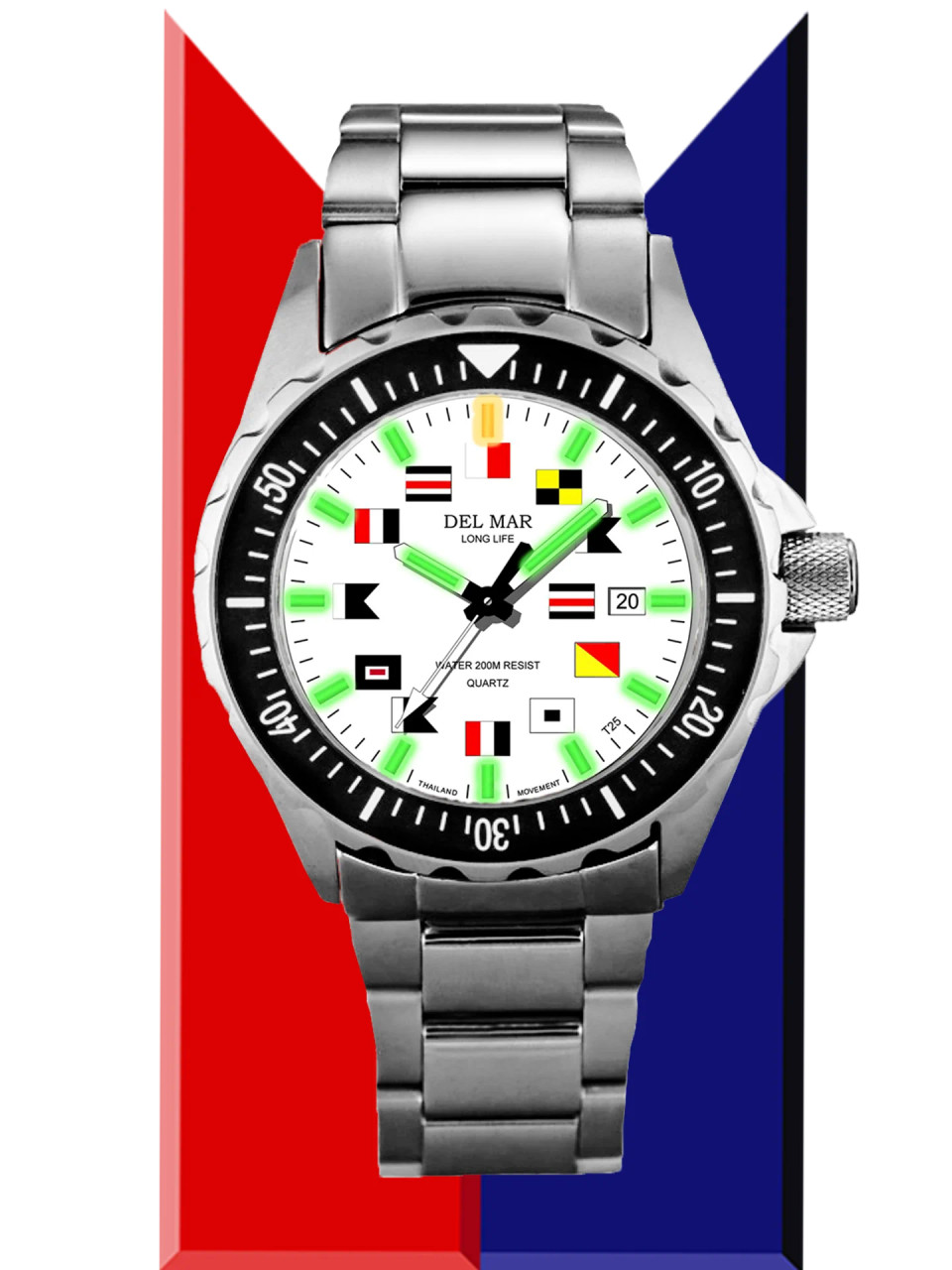 Del Mar Sportsman's Watch Super Glo - White Face