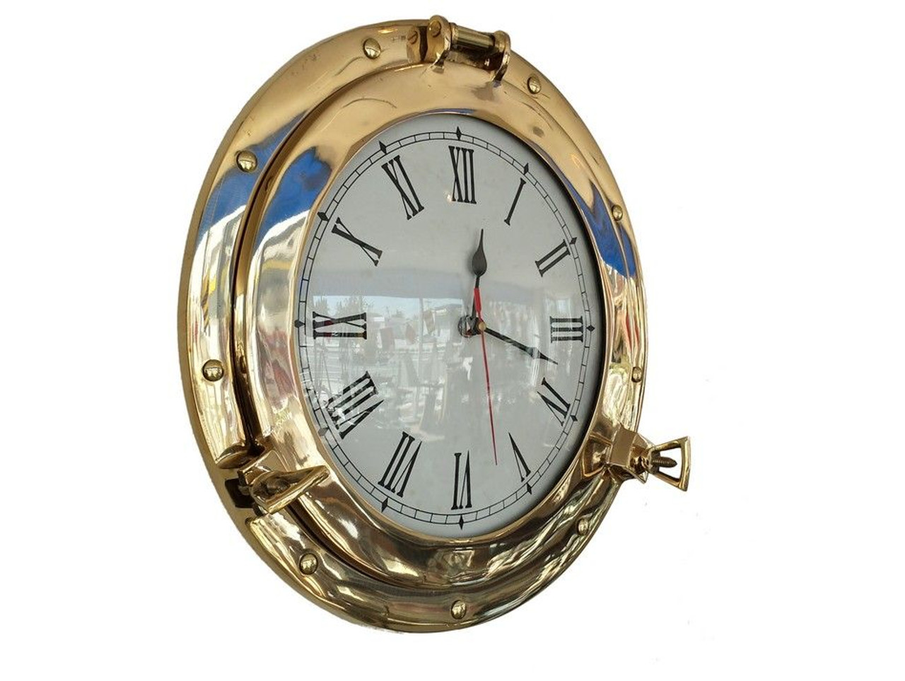 Porthole Clock - Solid Brass Deluxe Class - 15"