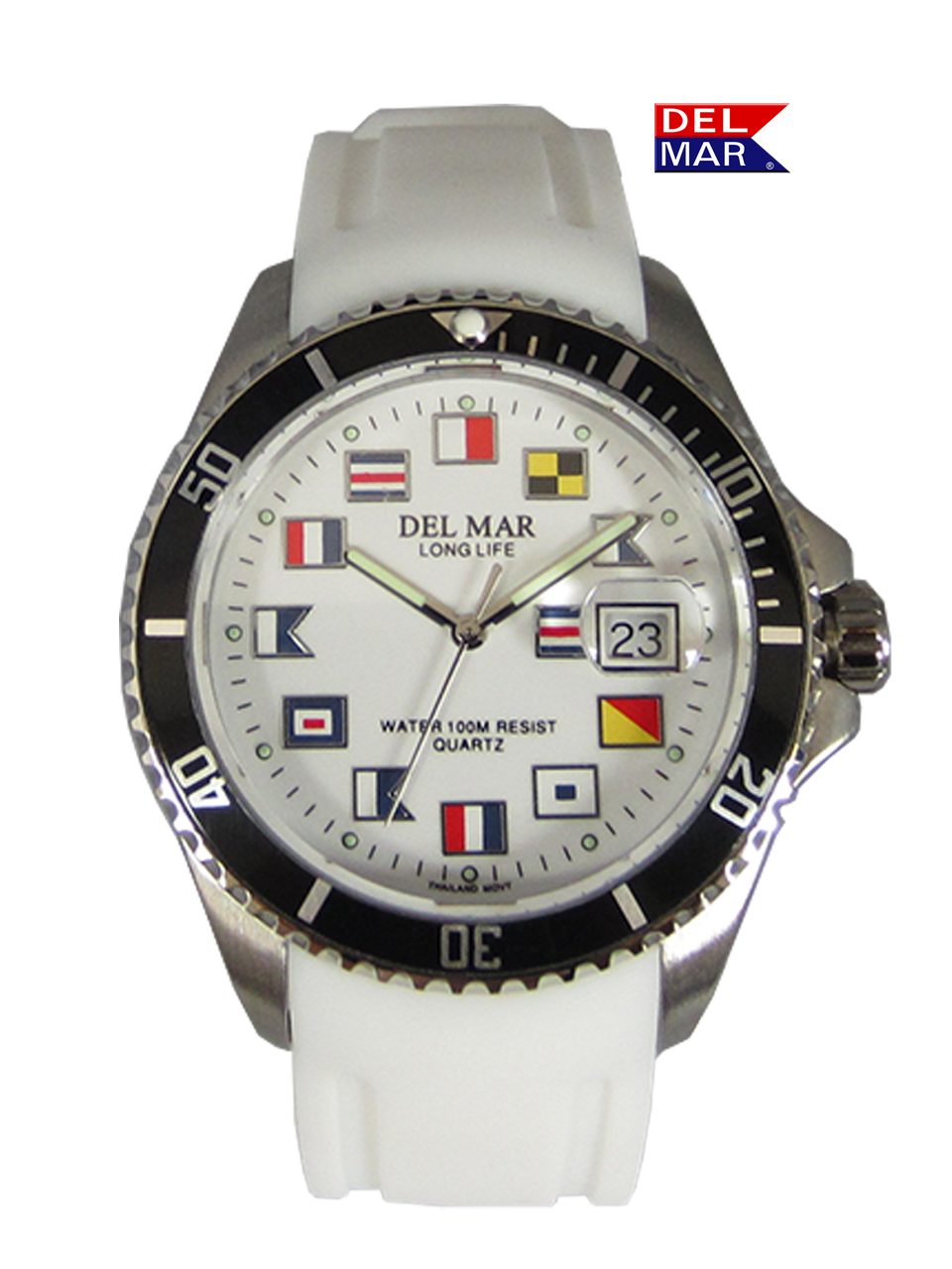 Del Mar Men's Sportstrap White Nautical Flag Face Watch