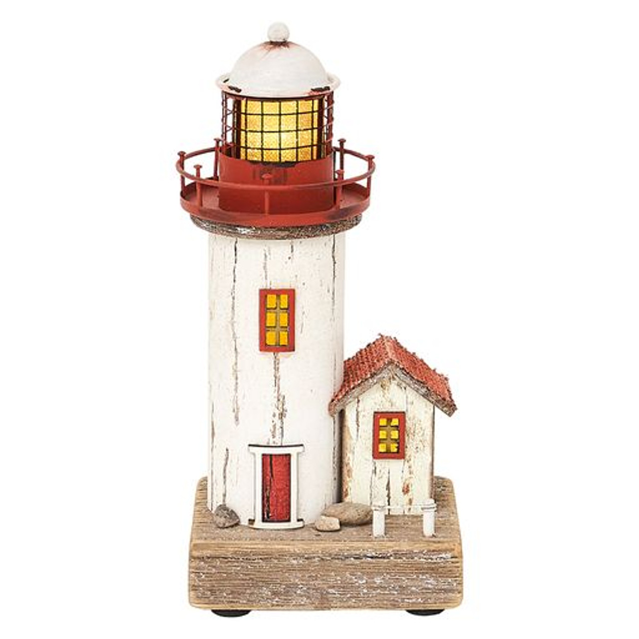 Lighthouse with LED Light - Wood - 9"