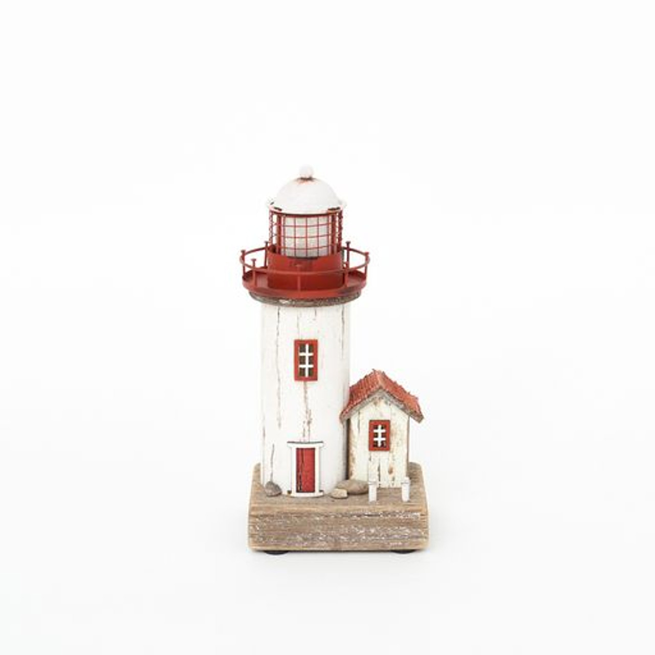 Lighthouse with LED Light - Wood - 9"