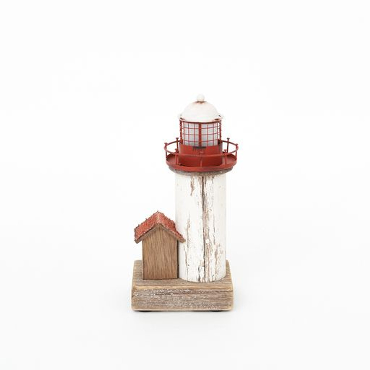 Lighthouse with LED Light - Wood - 9"