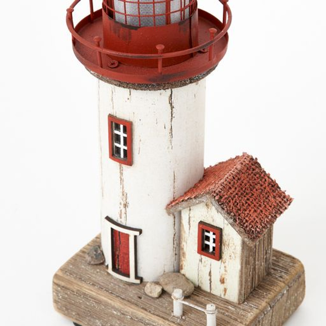 Lighthouse with LED Light - Wood - 9"