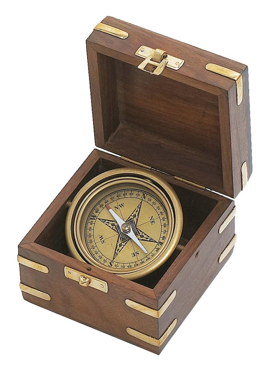 Gimbaled Compass in Box - Antiqued - 3.5"
