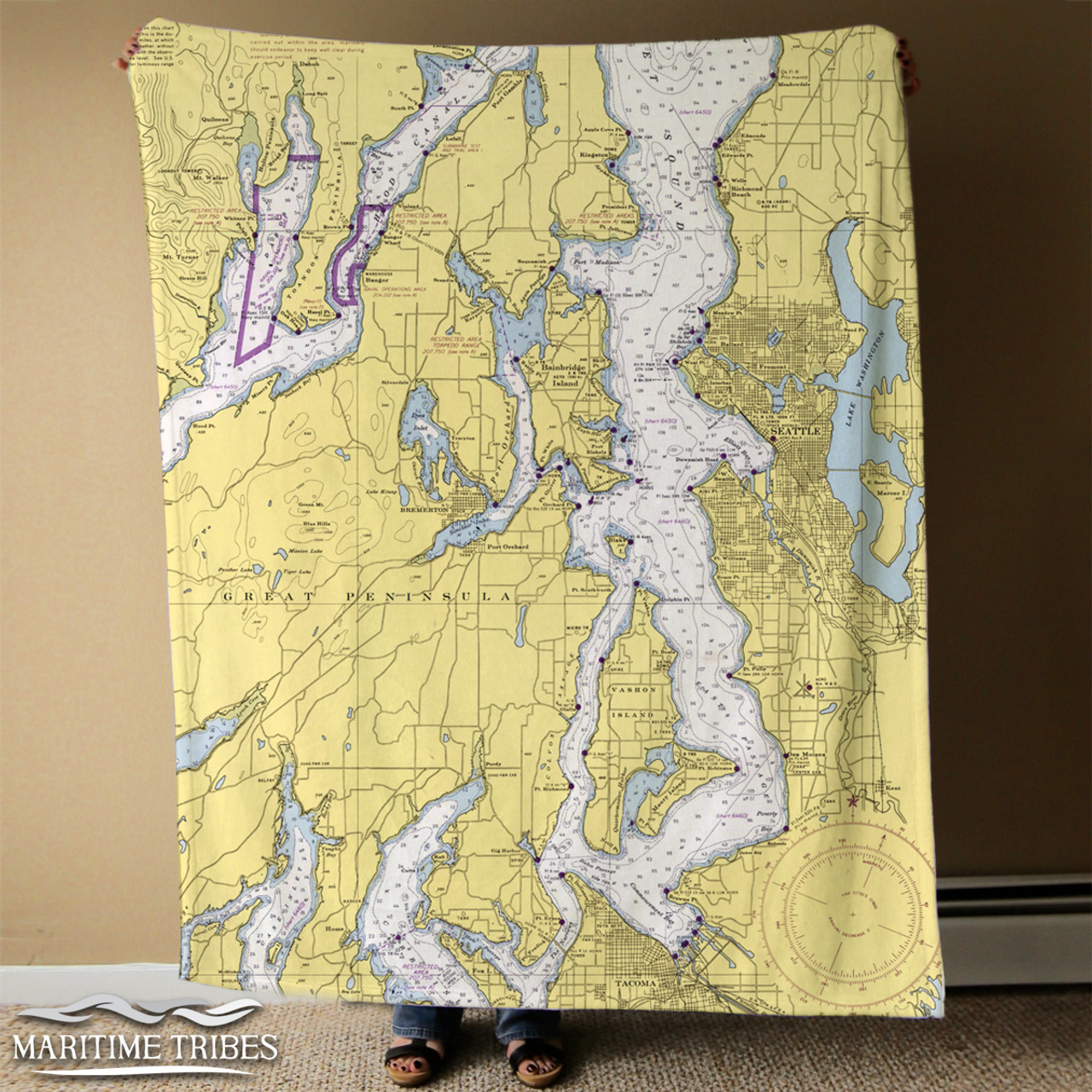 Nautical Chart Blanket – Bainbridge Island, WA