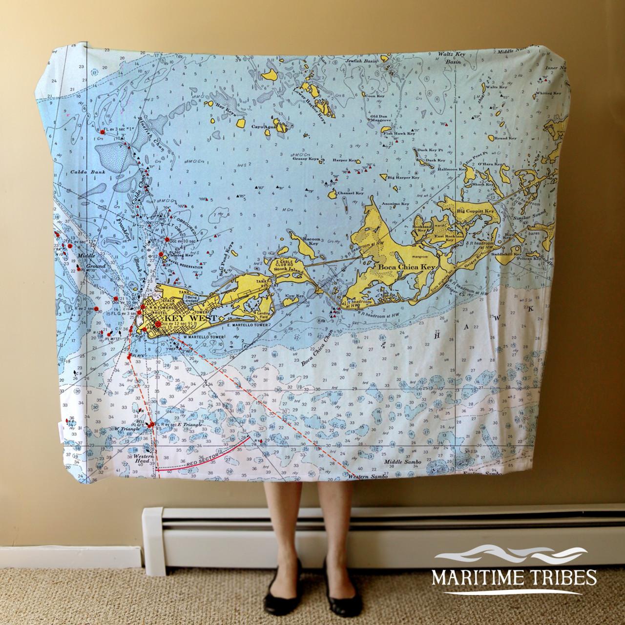 Nautical Chart Blanket – Key West, FL