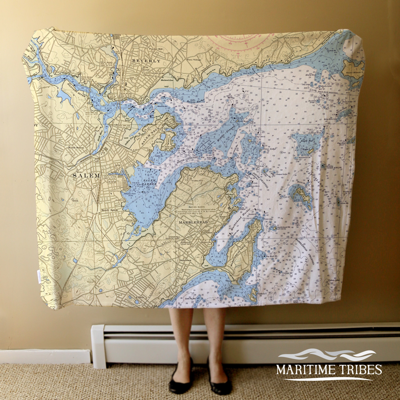 Nautical Chart Blanket – Salem, MA
