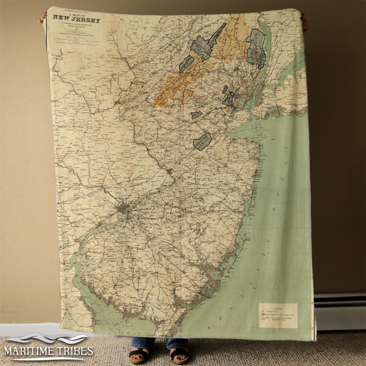 Nautical Chart Blanket – New Jersey State