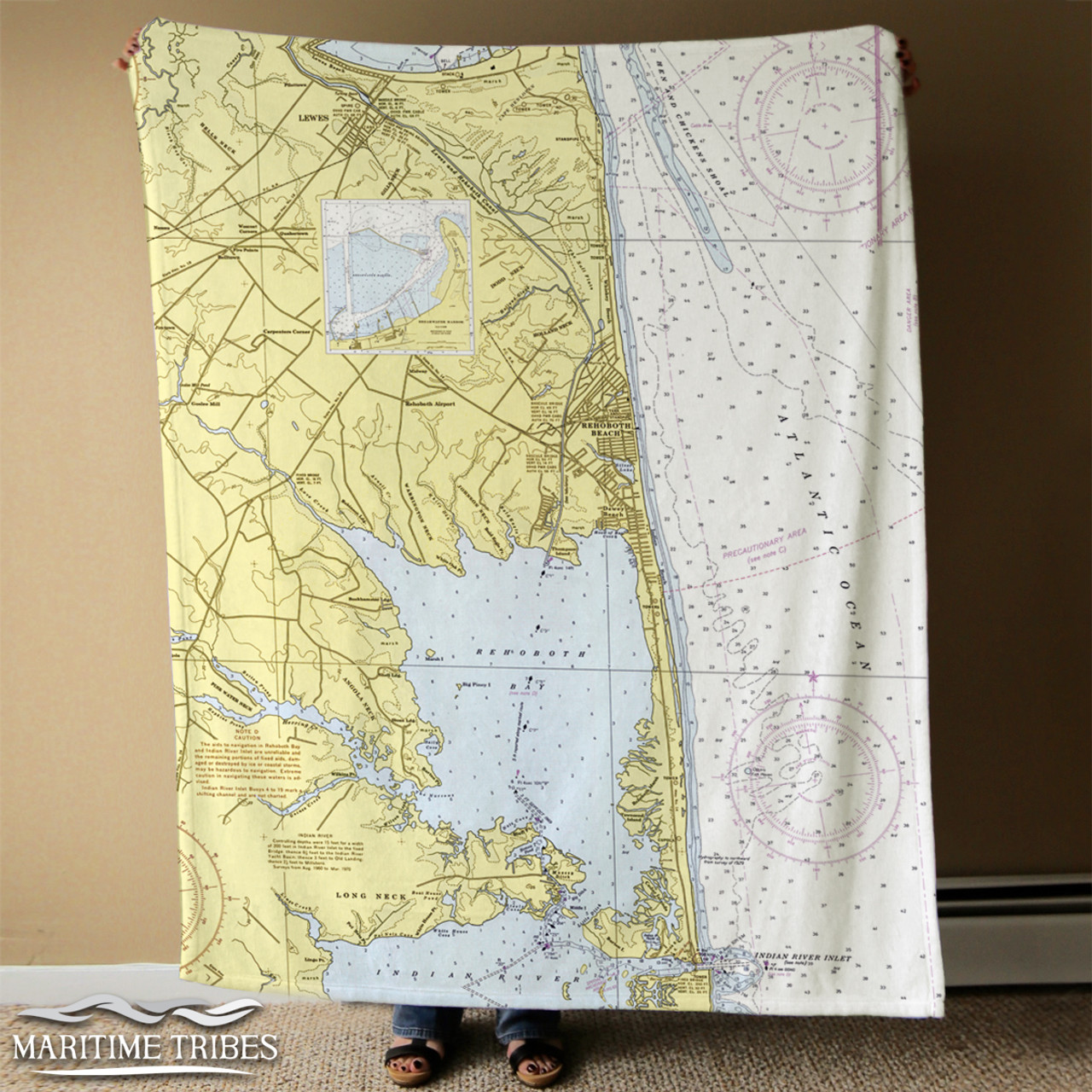 Nautical Chart Blanket –  Rehoboth Beach, DE