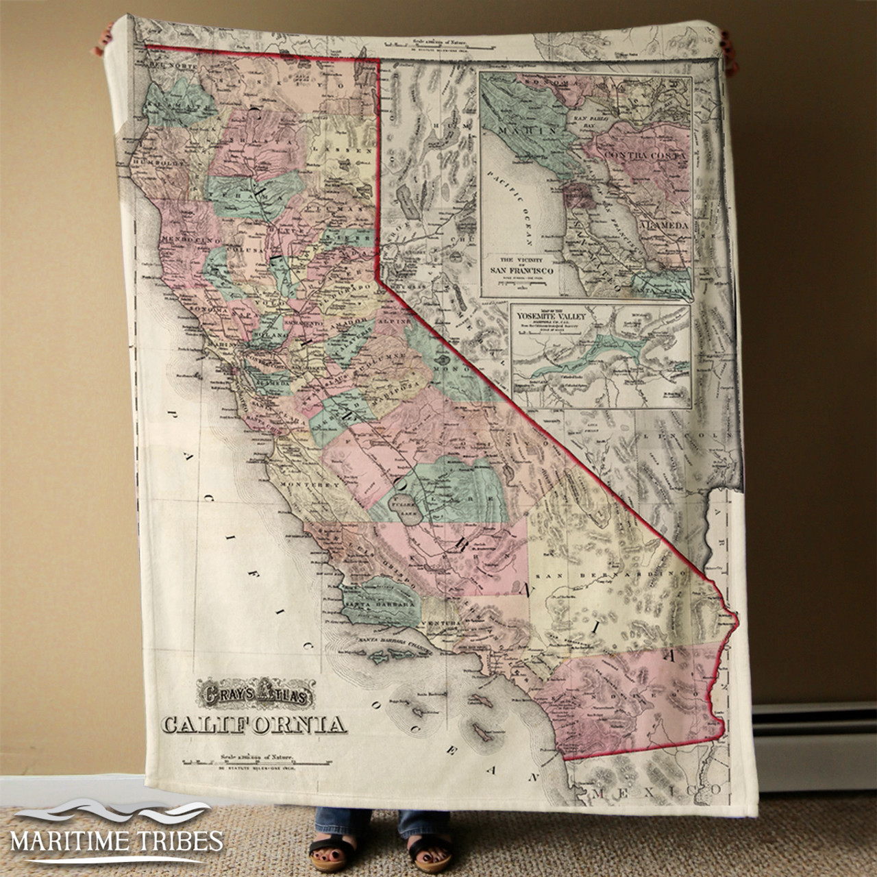 Nautical Chart Blanket – California State
