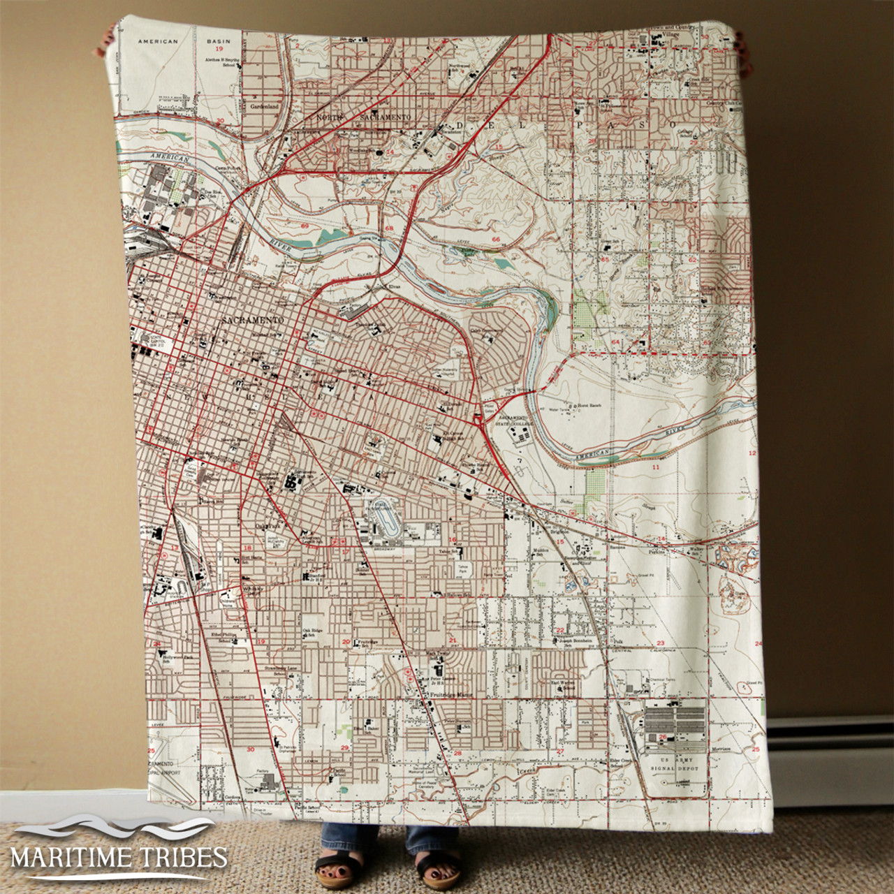 Nautical Chart Blanket – Sacramento, CA

