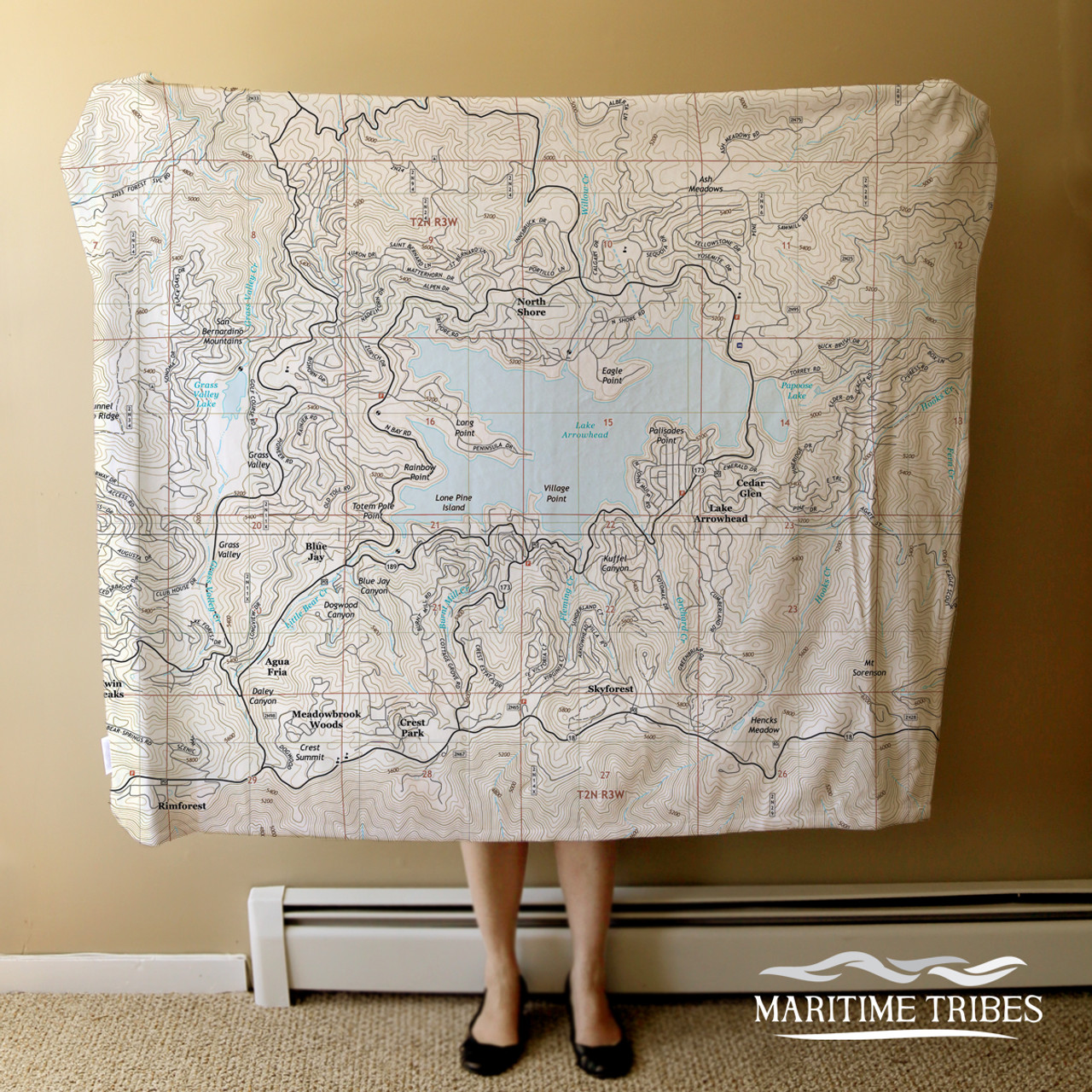 Nautical Chart Blanket – Lake Arrowhead, CA