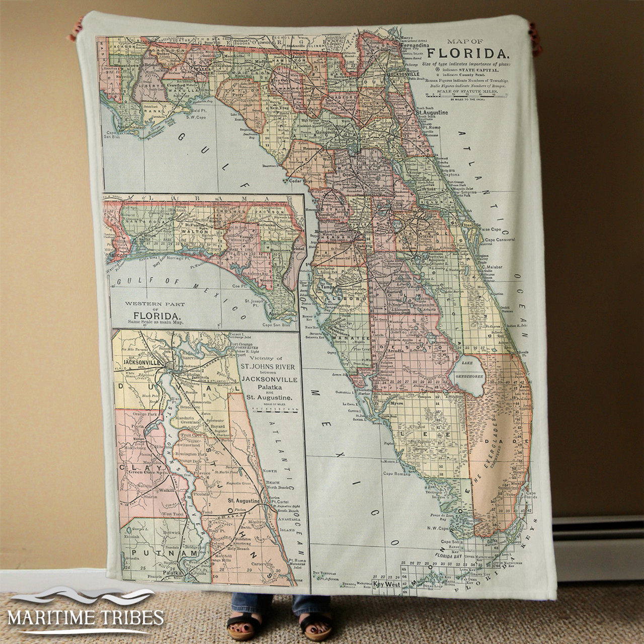 Nautical Chart Blanket –  Florida State