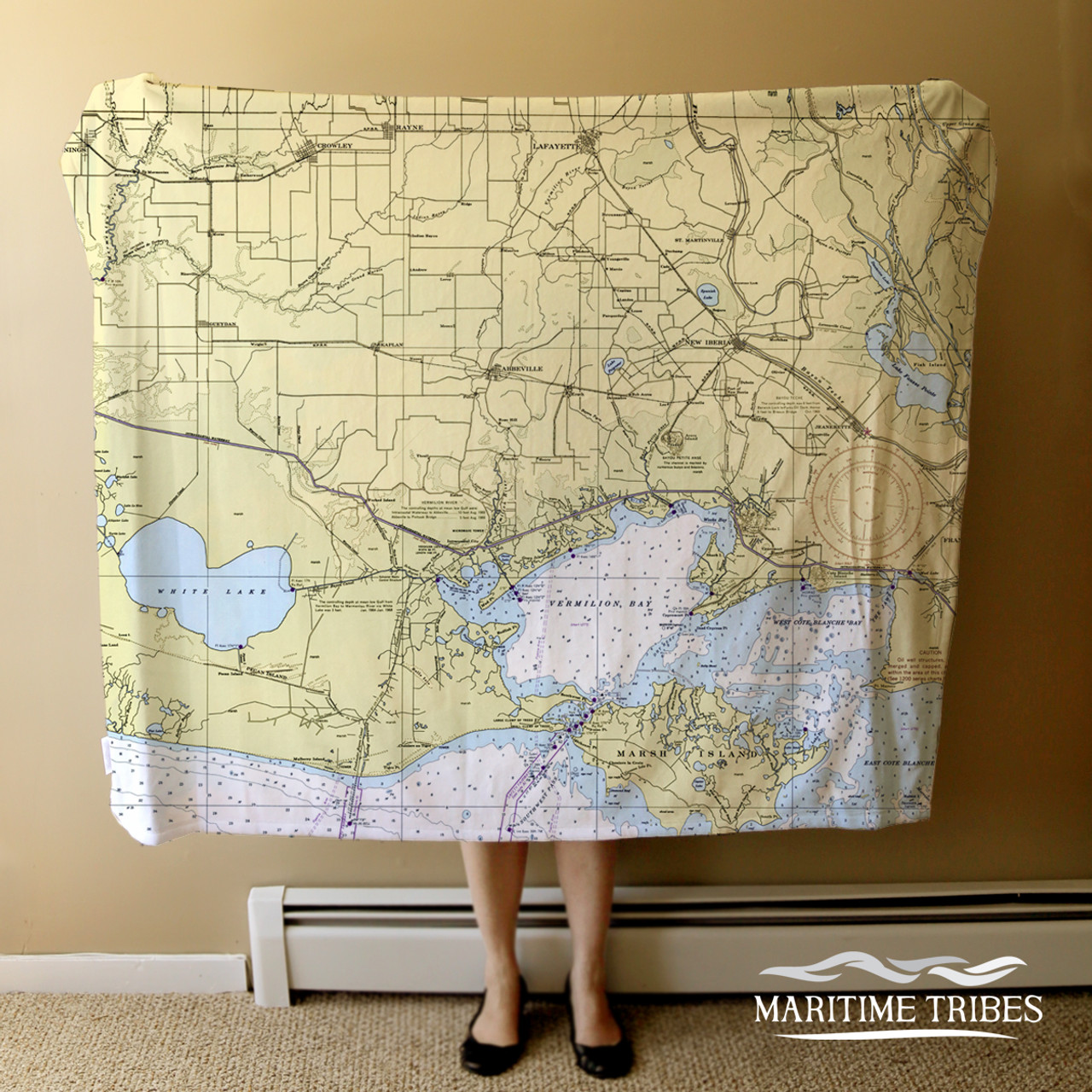 Nautical Chart Blanket – Lafayette to Vermilion Bay, LA