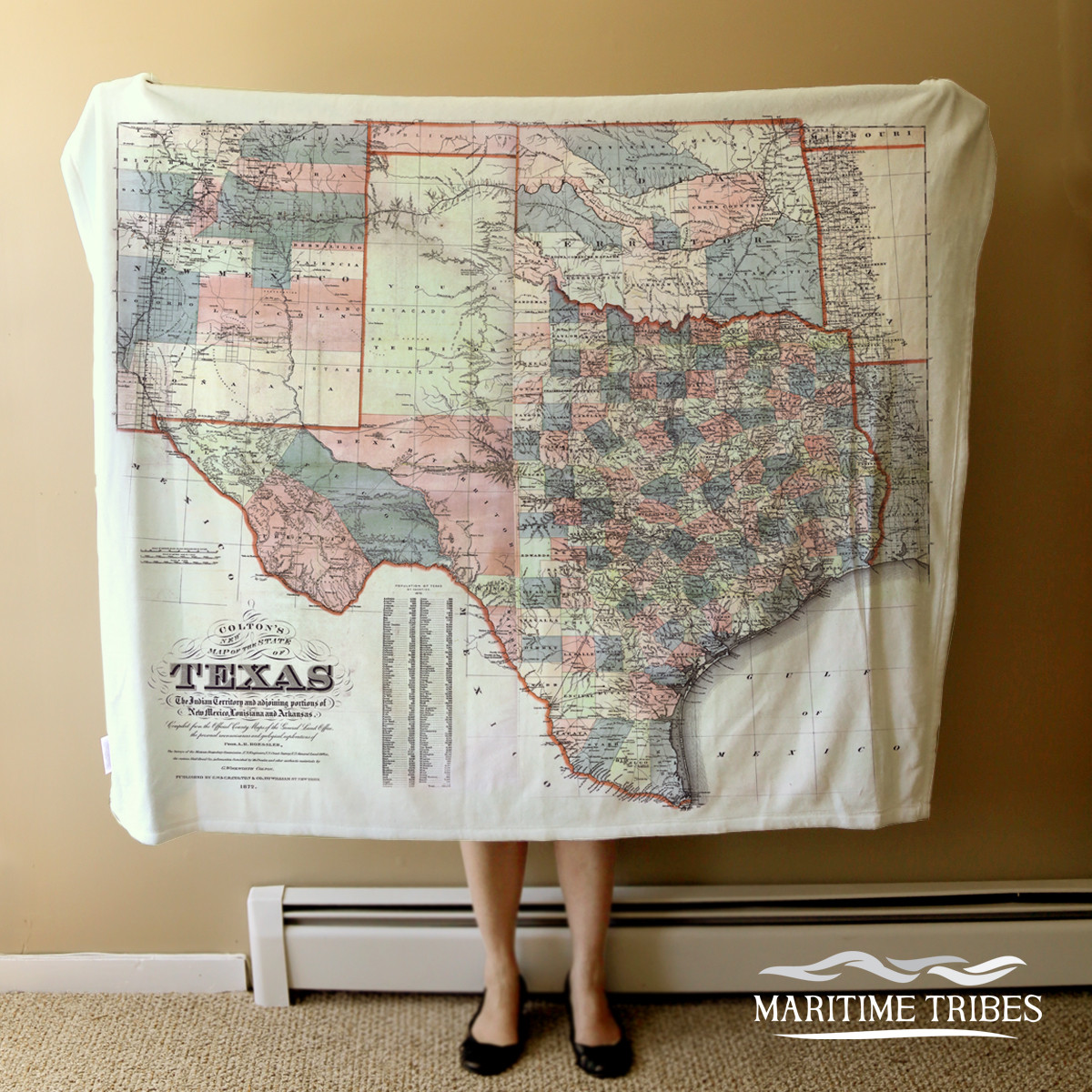 Nautical Chart Blanket Texas State