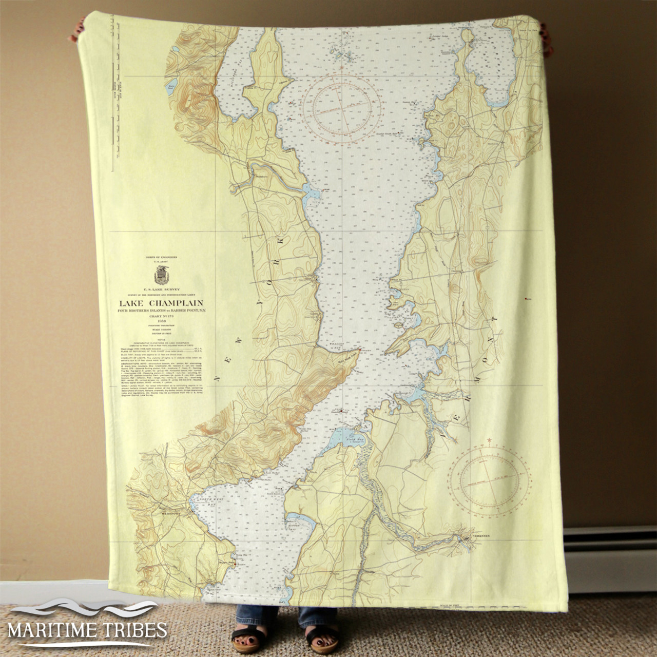 Nautical Chart Blanket – Westport, Lake Champlain, NY