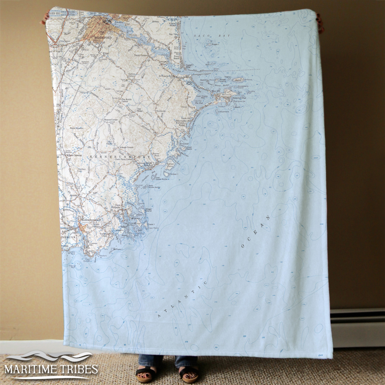 Nautical Chart Blanket – Biddeford / Saco River, ME