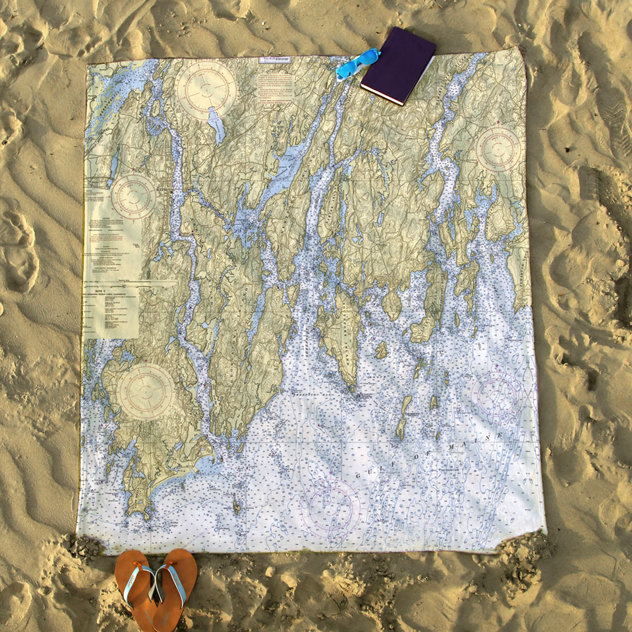 Nautical Chart Blanket – Bath to Pemaquid, ME