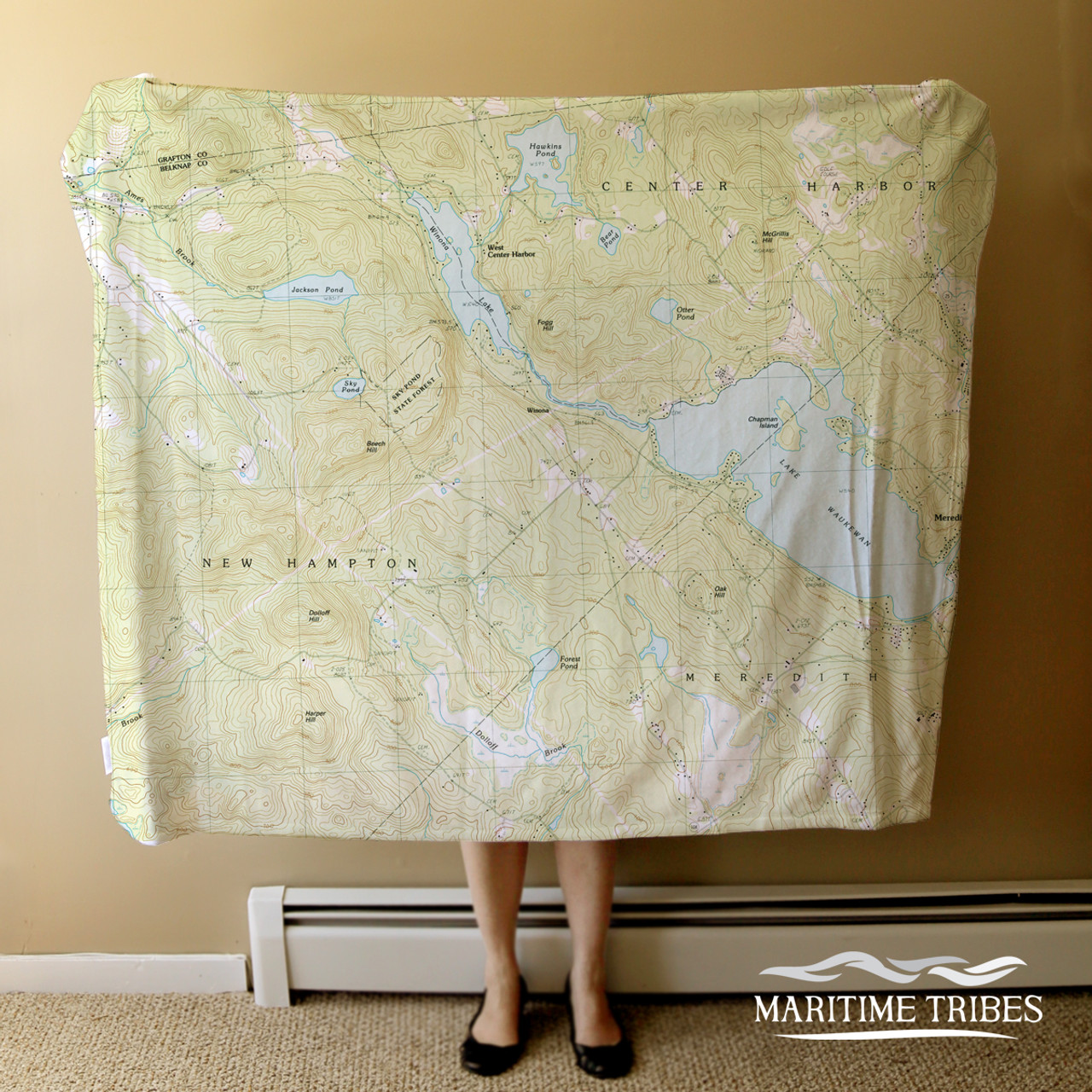 Nautical Chart Blanket – Lake Waukewan, NH 