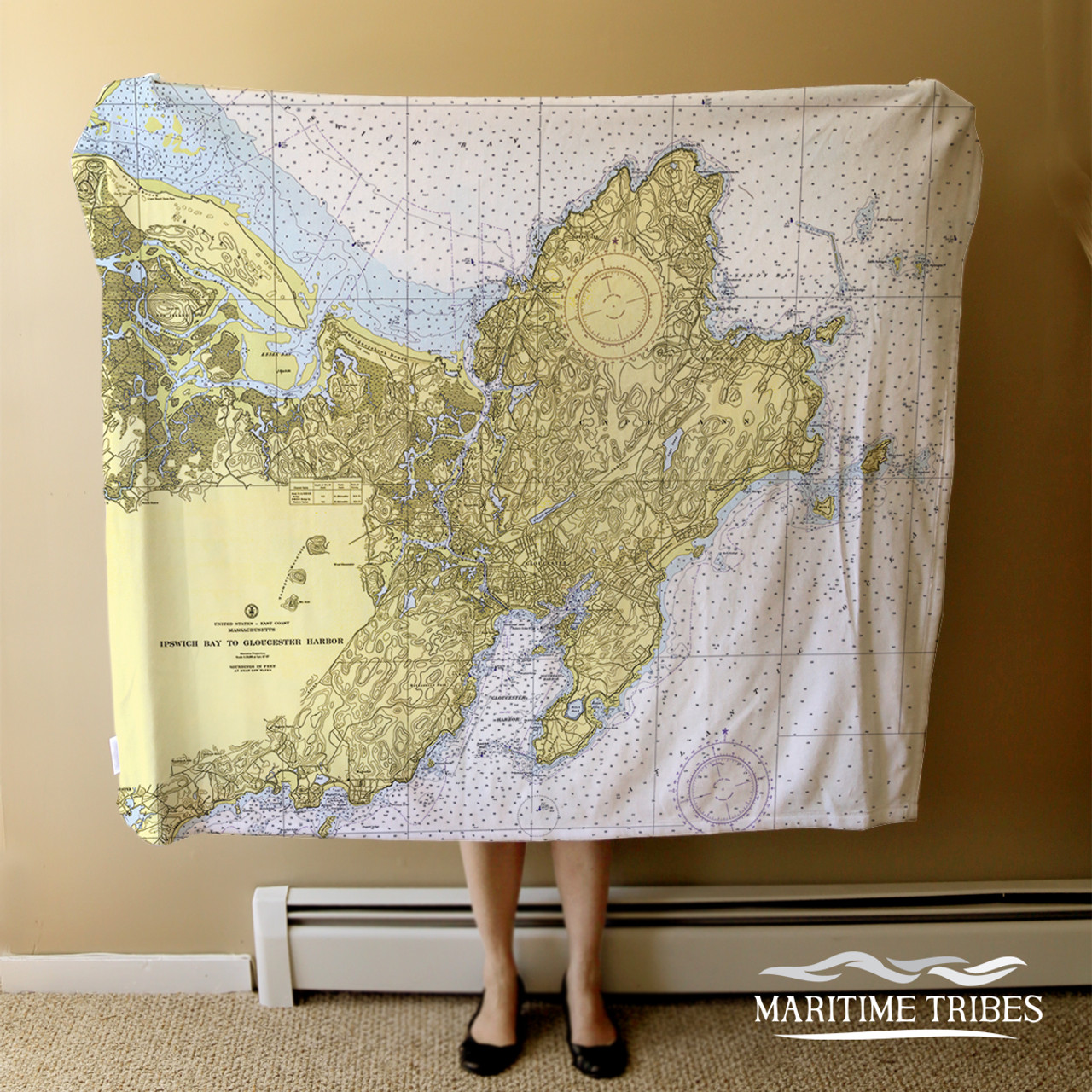 Nautical Chart Blanket - Gloucester - Cape Ann, MA