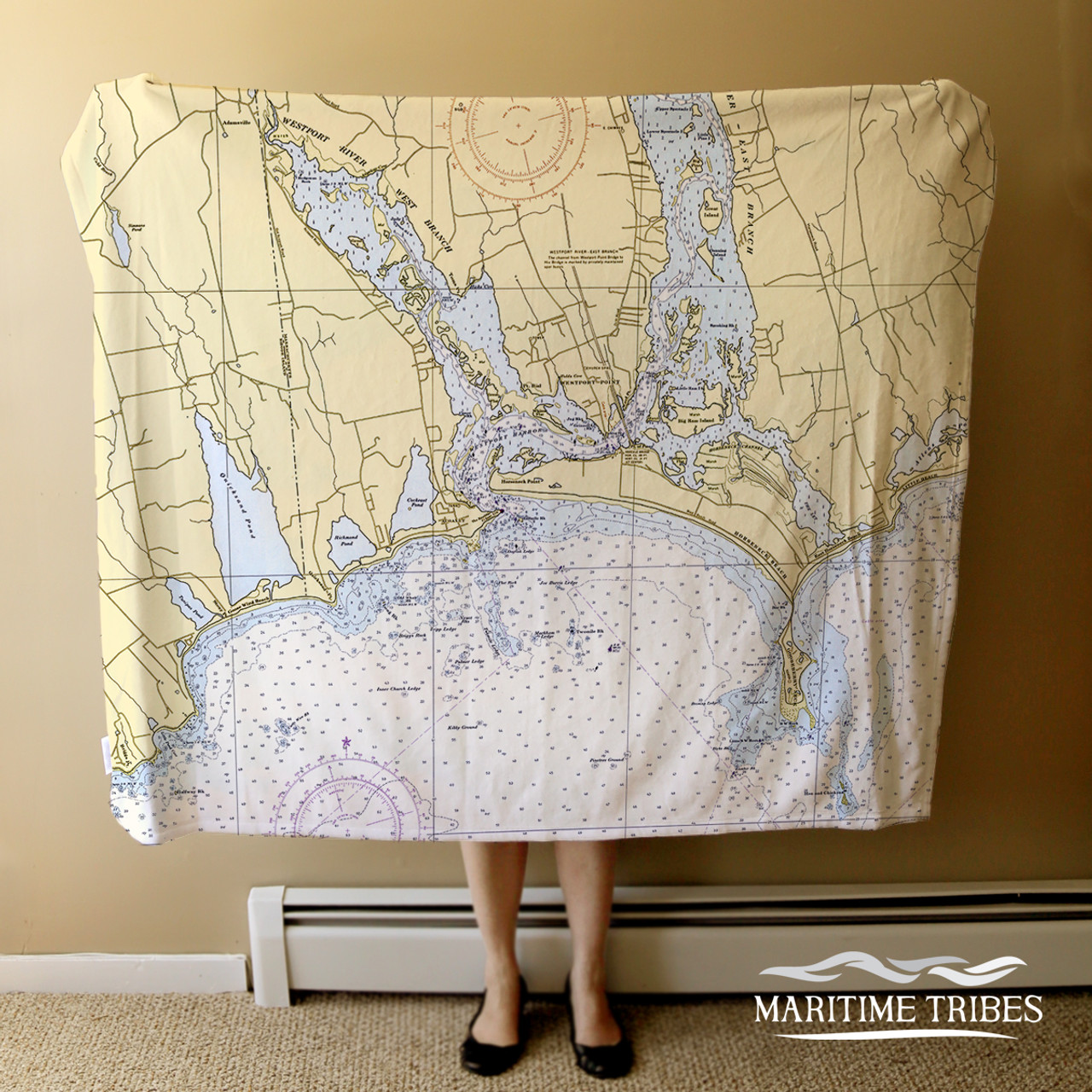 Nautical Chart Blanket - Horseneck Beach, Westport, MA