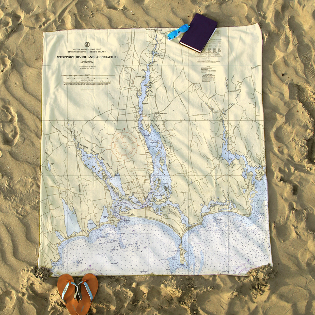Nautical Chart Blanket Westport, MA