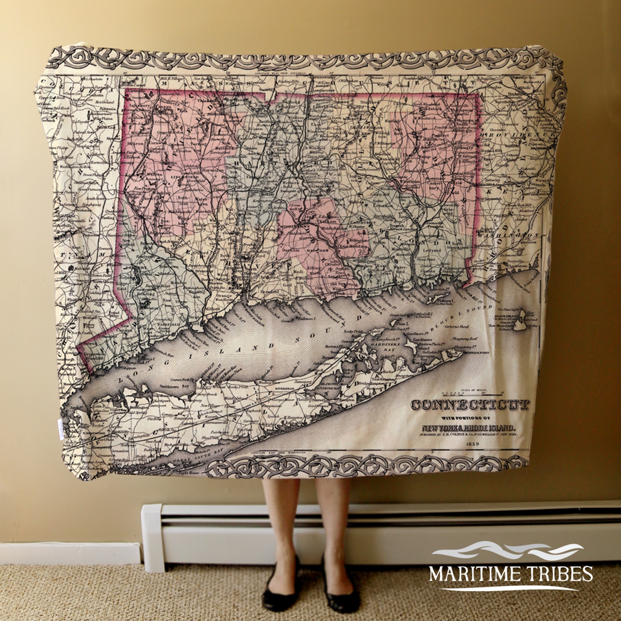 Nautical Chart Blanket - Connecticut State