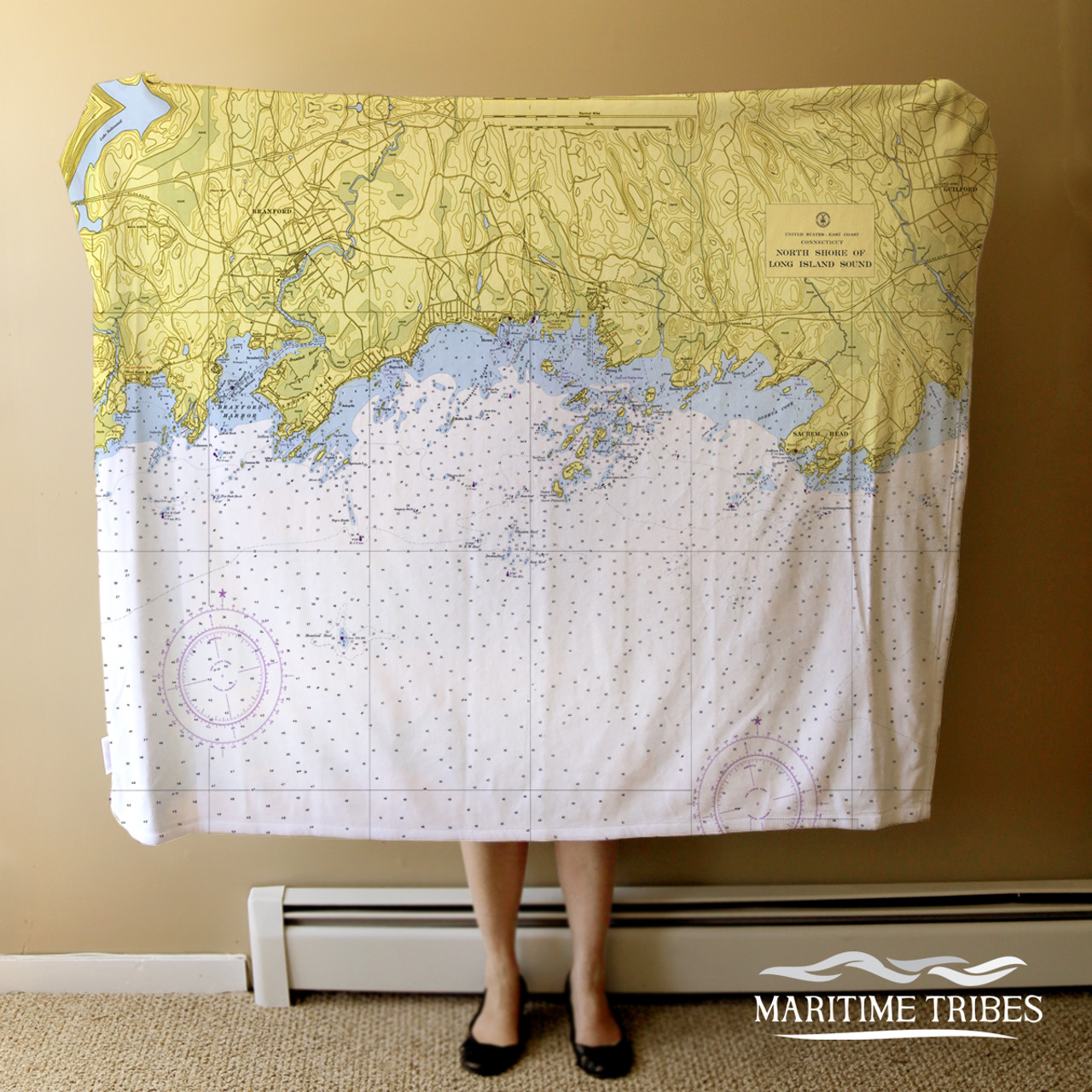 Nautical Chart Blanket - Branford, CT