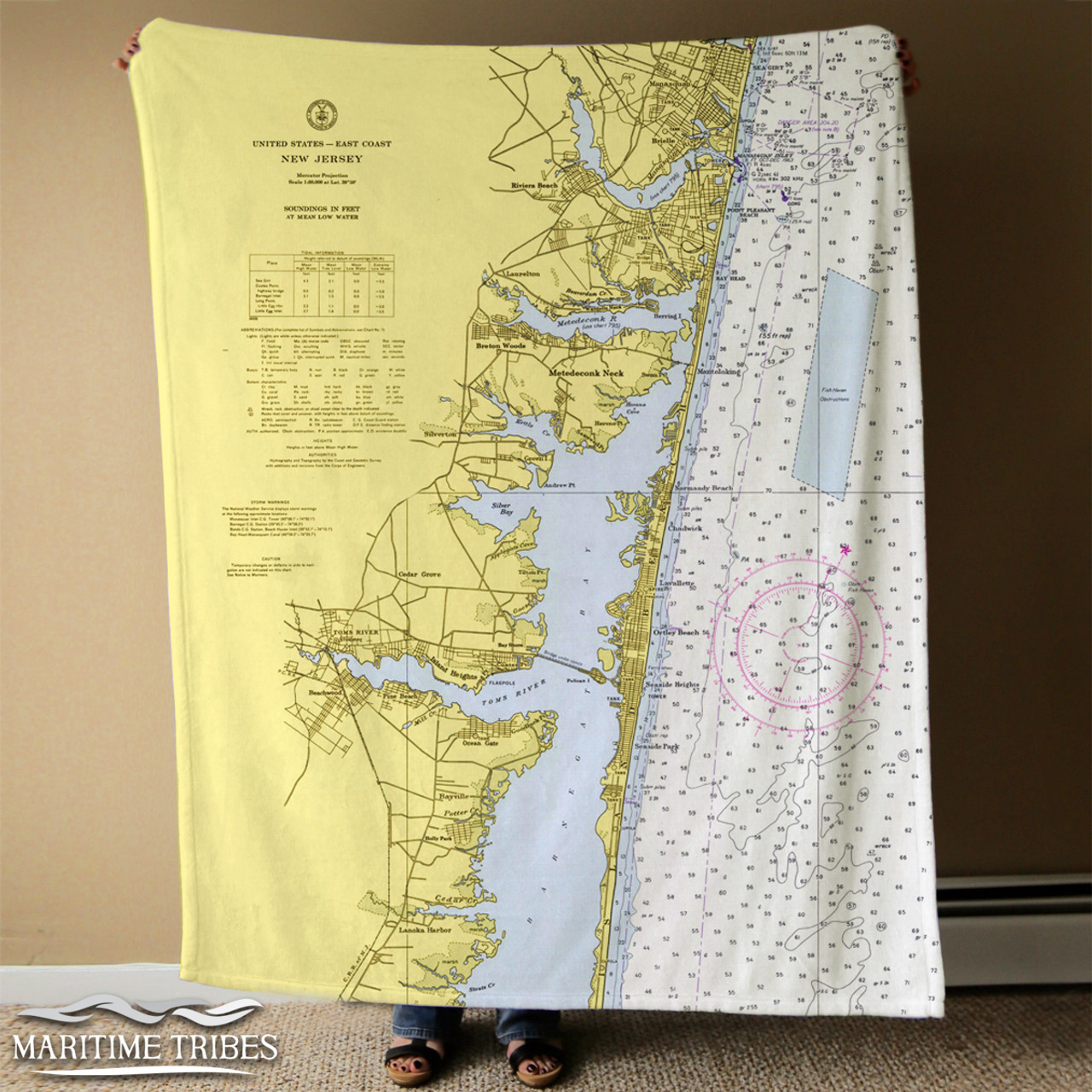 Nautical Chart Blanket - Island Heights / Seaside Park, NJ