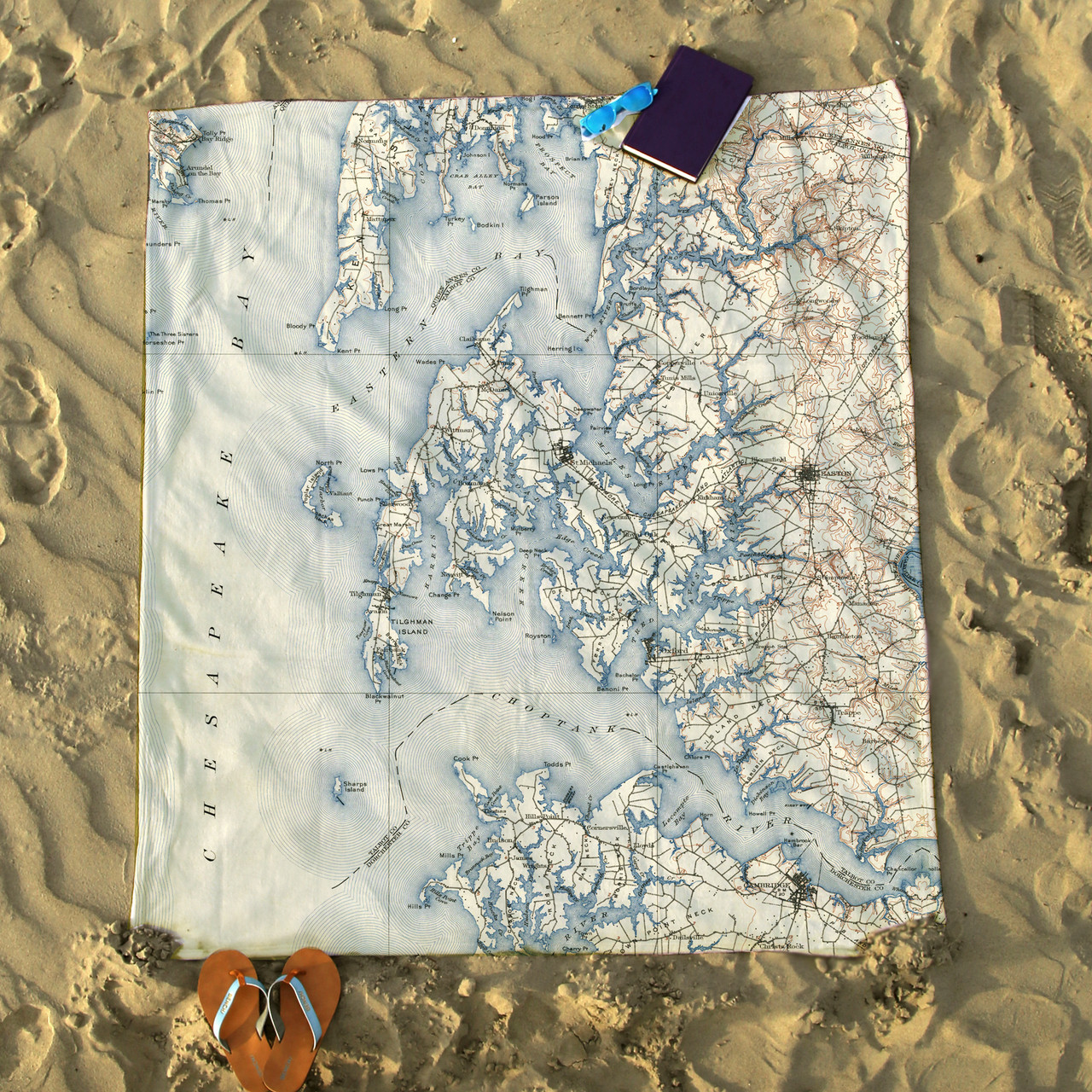 Nautical Chart Blanket - Easton, Chesapeake Bay, MD